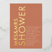 テラコッタボホミセス&ミセス・カップルブライダルシャワー 箔招待状 (正面)