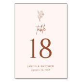 テラコッタボホミニマリストボタニカル結婚ズ テーブルナンバー (正面)