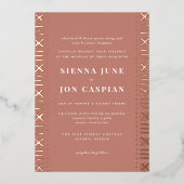 テラコッタボホムッドクロス縁どホイル招待状 箔招待状 (正面)