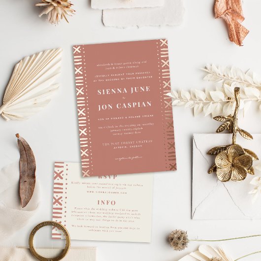 テラコッタボホムッドクロス縁どホイル招待状 箔招待状