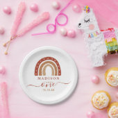 テラコッタボホモダンレインボー誕生日 ペーパープレート (パーティー)