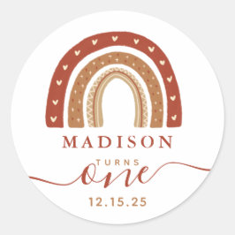 テラコッタボホモダンレインボー誕生日 ラウンドシール
