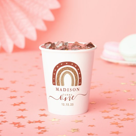 テラコッタボホモダンレインボー誕生日 紙コップ (インサイチュ)