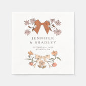 テラコッタボホリボンと花結婚の木 スタンダードカクテルナプキン (正面)