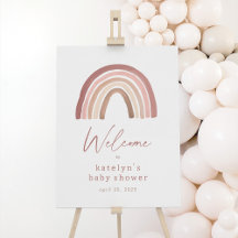 テラコッタボホレインボーベビーシャワーウェルカムサイン