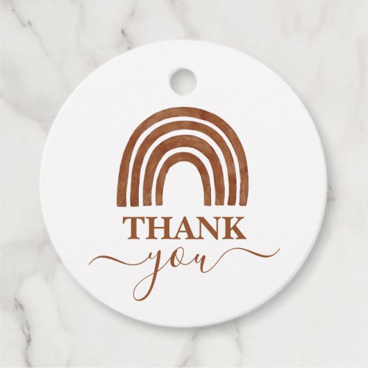 テラコッタボホレインボーベビーシャワーメッセージカード フェイバータグ (正面)