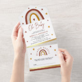 テラコッタボホレインボーベビーシャワー オールインワン招待状 (貼ってはがせる)