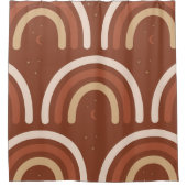 テラコッタボホレインボーボヘミアンムーンスターズブラウン シャワーカーテン (正面)