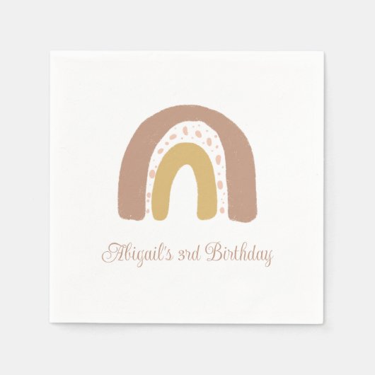 テラコッタボホレインボーミニマリスト誕生日パーティー スタンダードカクテルナプキン (正面)