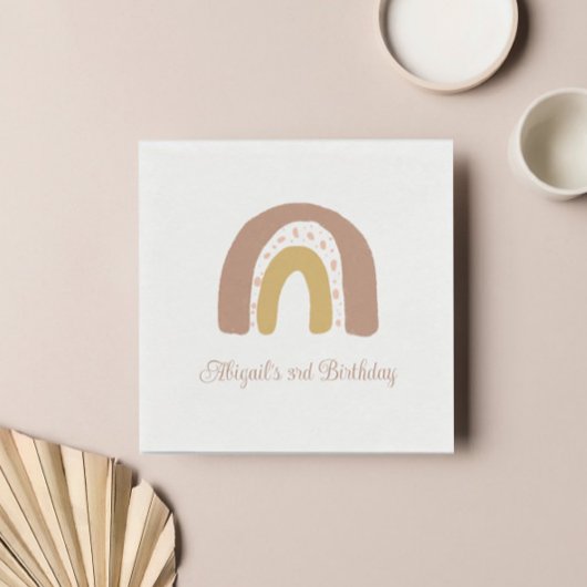 テラコッタボホレインボーミニマリスト誕生日パーティー スタンダードカクテルナプキン
