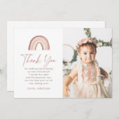 テラコッタボホレインボー誕生日サンキューカード 招待状 (正面/裏面)