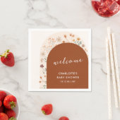 テラコッタボホワイルドフラワーアーチベイビーシャワー スタンダードカクテルナプキン (インサイチュ)