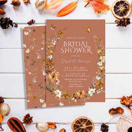 テラコッタボホワイルドフラワーズブライダルシャワー 招待状