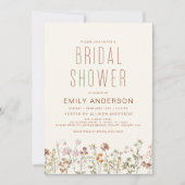 テラコッタボホワイルドフラワーブライダルシャワー エレガント 招待状 (正面)