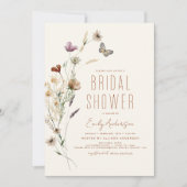 テラコッタボホワイルドフラワーブライダルシャワー エレガント 招待状 (正面)
