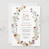 テラコッタボホワイルドフラワーベビーシャワー招待状 招待状 (正面)