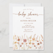 テラコッタボホワイルドフラワーベビーシャワー 招待状 (正面)