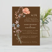 テラコッタボホワイルドフラワー秋の結婚式招待状 招待状 (スタンド正面)