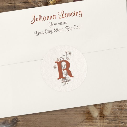 テラコッタボホワイルドフラワー結婚ズエンベロープ ラウンドシール