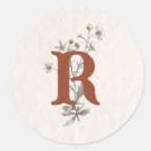 テラコッタボホワイルドフラワー結婚ズエンベロープ ラウンドシール (正面)