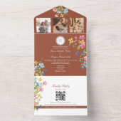 テラコッタボホワイルドフラワー結婚ズ オールインワン招待状 (内側)