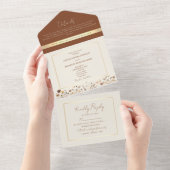 テラコッタボホワイルドフラワー結婚ズ オールインワン招待状 (貼ってはがせる)