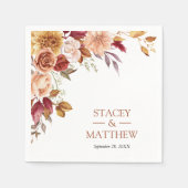 テラコッタボホワイルドフラワー結婚ズ スタンダードカクテルナプキン (正面)