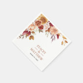 テラコッタボホワイルドフラワー結婚ズ スタンダードカクテルナプキン (角)