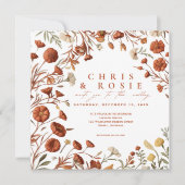 テラコッタボホワイルドフラワー結婚式招待状 招待状 (正面)