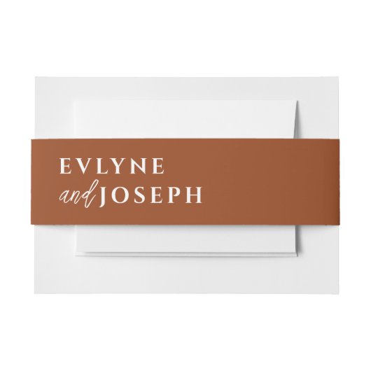 テラコッタボホーはっきりした焦げユニークオレンジ結婚ズ 招待状ベリーバンド (正面例)