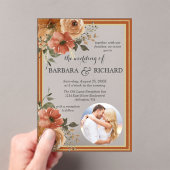 テラコッタボホ写真フローラ水結婚色の アクリル招待状 (インサイチュ (ポータブル))