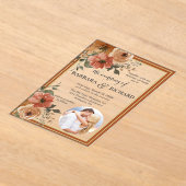 テラコッタボホ写真フローラ水結婚色の アクリル招待状 (レイダウン)