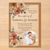 テラコッタボホ写真フローラ水結婚色の アクリル招待状 (正面)