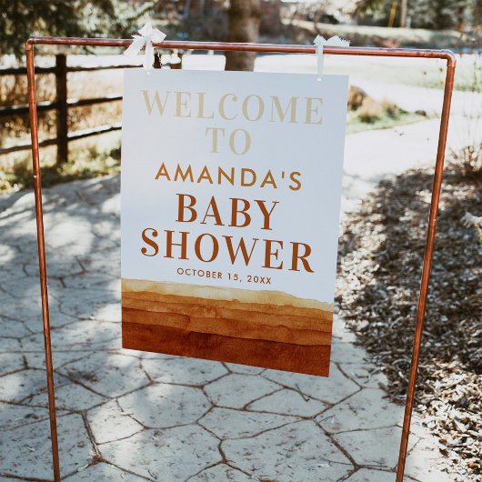 テラコッタボホ抽象芸術デザートウェルカムサイン ポスター