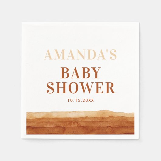 テラコッタボホ抽象芸術ベビーシャワー スタンダードカクテルナプキン (正面)