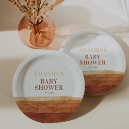 テラコッタボホ抽象芸術ベビーシャワー ペーパープレート