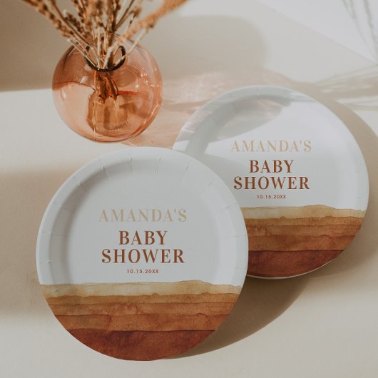 テラコッタボホ抽象芸術ベビーシャワー ペーパープレート
