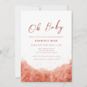 テラコッタボホ水の色の砂漠の赤ちゃんシャワー 招待状 (正面)