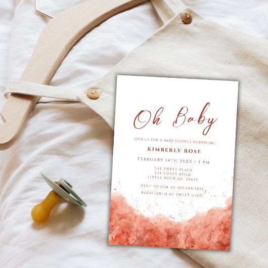 テラコッタボホ水の色の砂漠の赤ちゃんシャワー 招待状