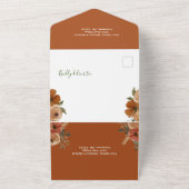 テラコッタボホ秋フローラウォーターカラー結婚ズオール オールインワン招待状 (外側)