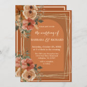 テラコッタボホ秋フローラウォーター色 招待状 (正面/裏面)