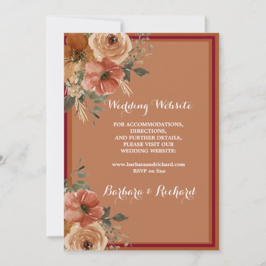 テラコッタボホ秋フローラウォーター色 招待状 (裏面)