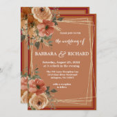 テラコッタボホ秋フローラウォーター色 招待状 (正面/裏面)