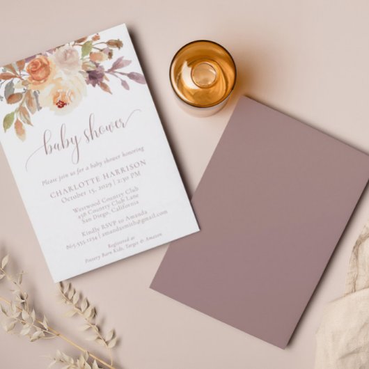 テラコッタボホ秋フローラ |赤ちゃんシャワー 招待状