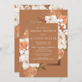 テラコッタボホ素朴パンパスブライダルシャワー 招待状 (正面/裏面)