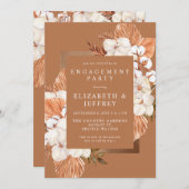 テラコッタボホ素朴パンパス婚約パーティ 招待状 (正面/裏面)