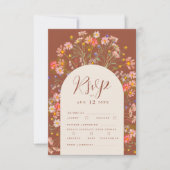 テラコッタボホ素朴ワイルドフラワー結婚フローラ 出欠カード (正面)