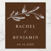 テラコッタボホ結婚のフローラブラウンシエレガントック ワインラベル (シングルラベル)