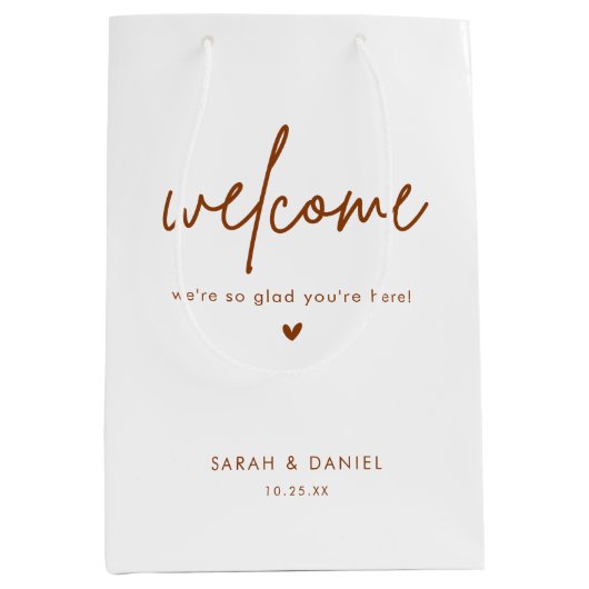 テラコッタボホ結婚の歓迎の好意 ミディアムペーパーバッグ (正面)