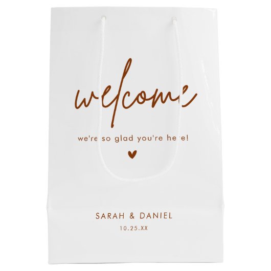 テラコッタボホ結婚の歓迎の好意 ミディアムペーパーバッグ (裏面)